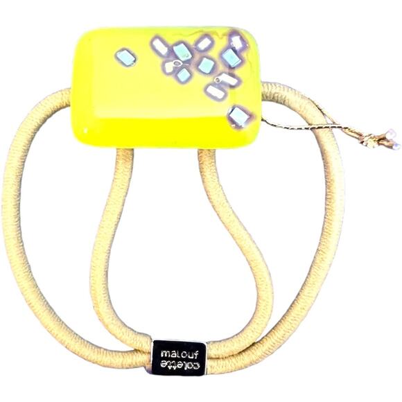 Colette Malouf Luxury Pony Tail Holder Yellow Glass NWOT